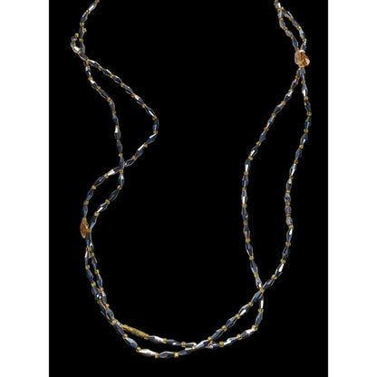 Handmade Glam Long Beaded Necklace With Mirror Glass & Heart Accents