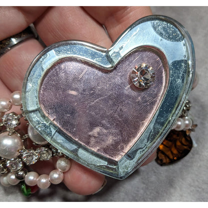 Rare Limited Edition Miu Miu Glass Heart Faux Pearl Glass Charm Bracelet