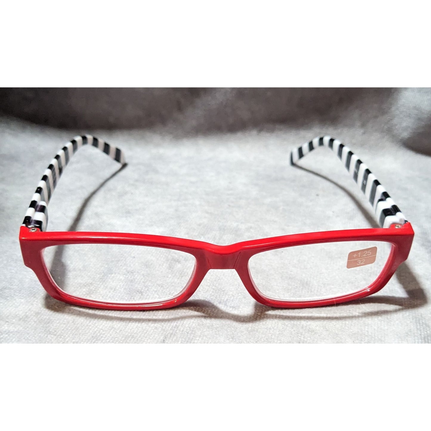 Peepers Gothic Pinup Red And Black And White Stripe Readers