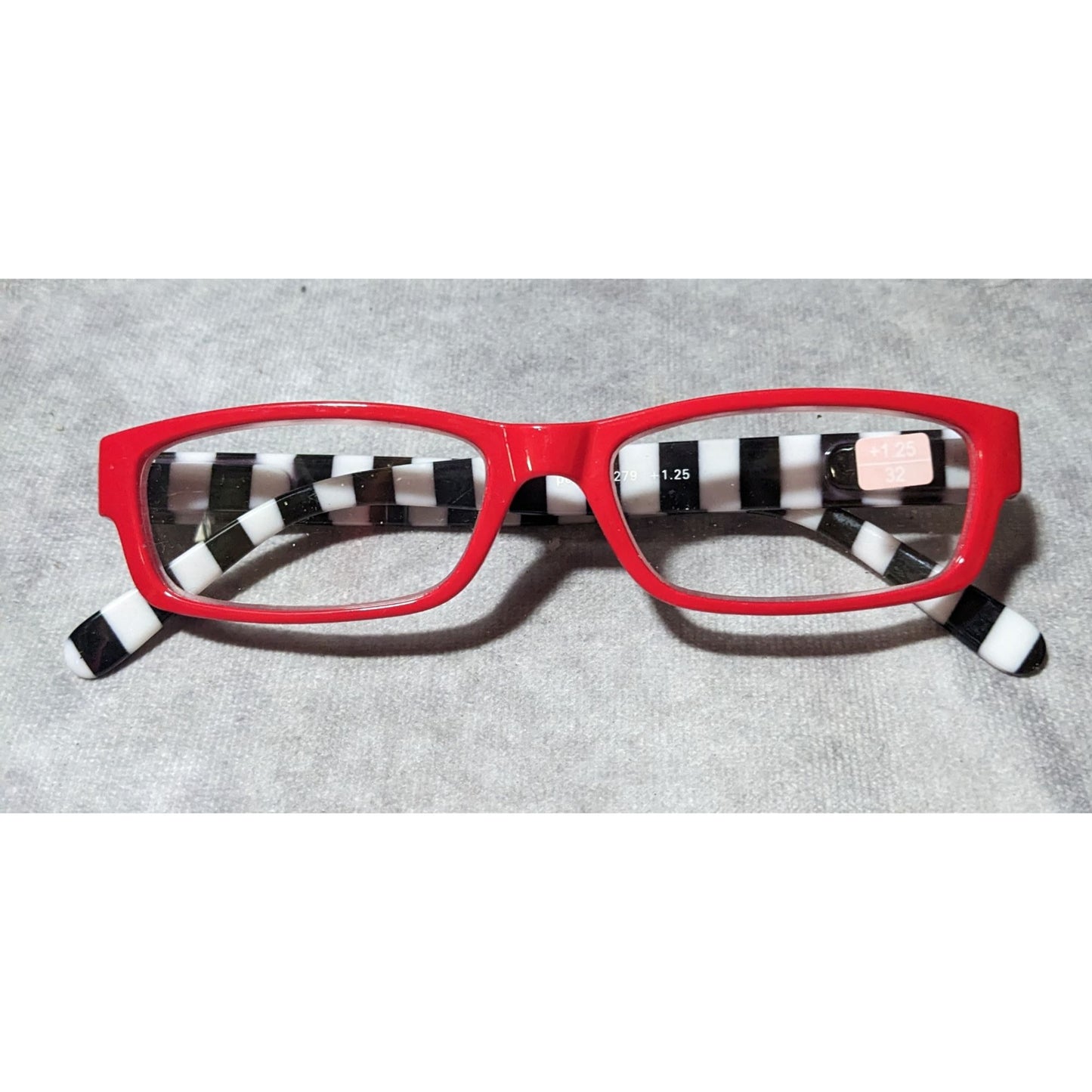 Peepers Gothic Pinup Red And Black And White Stripe Readers