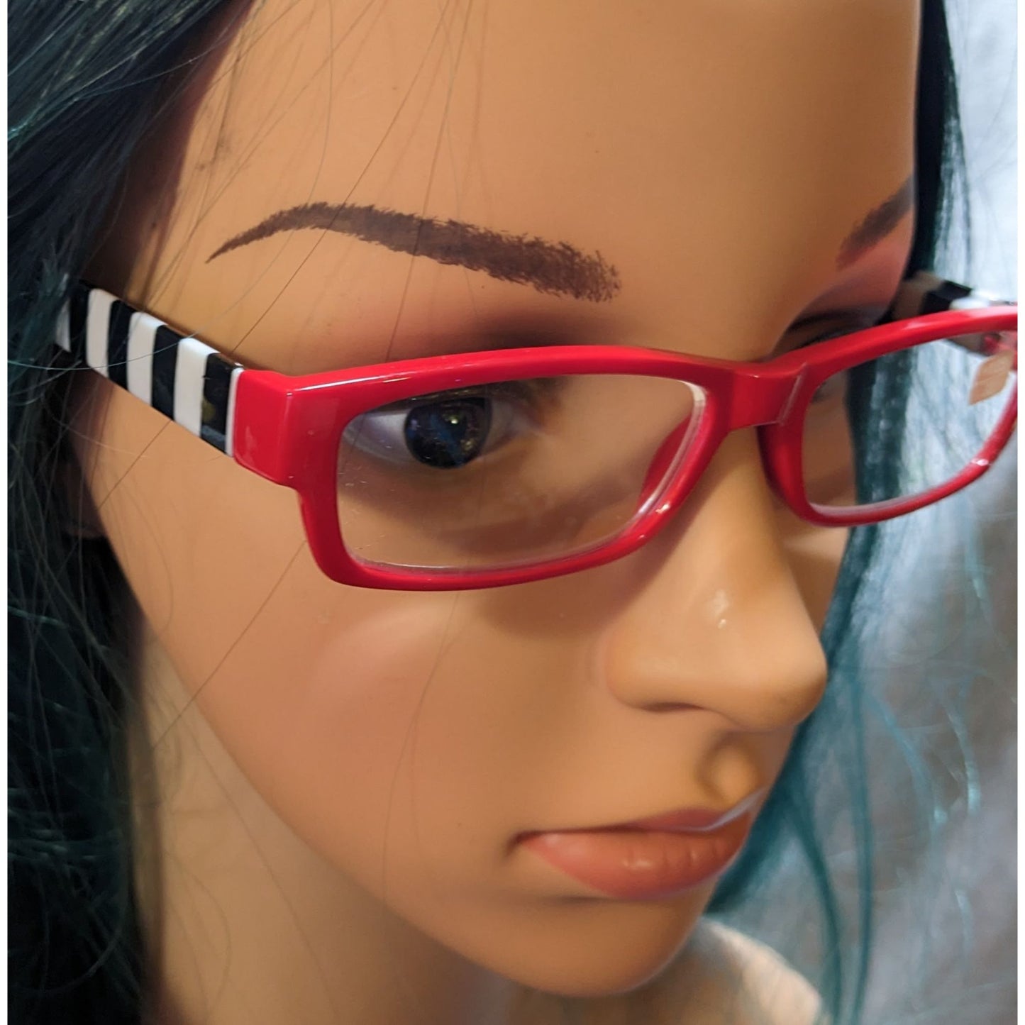 Peepers Gothic Pinup Red And Black And White Stripe Readers