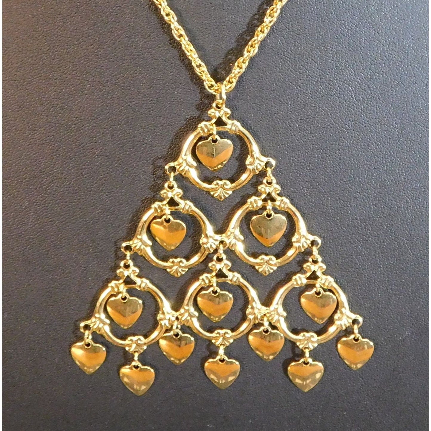Vintage Heart Chandelier Triangle Necklace