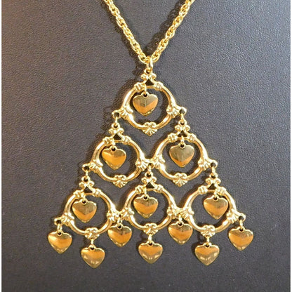 Vintage Heart Chandelier Triangle Necklace