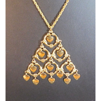 Vintage Heart Chandelier Triangle Necklace