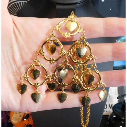 Vintage Heart Chandelier Triangle Necklace