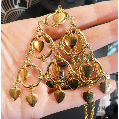 Vintage Heart Chandelier Triangle Necklace