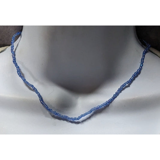 Handmade Iridescent Blue Seed Bead Necklace