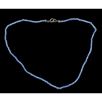 Handmade Iridescent Blue Seed Bead Necklace
