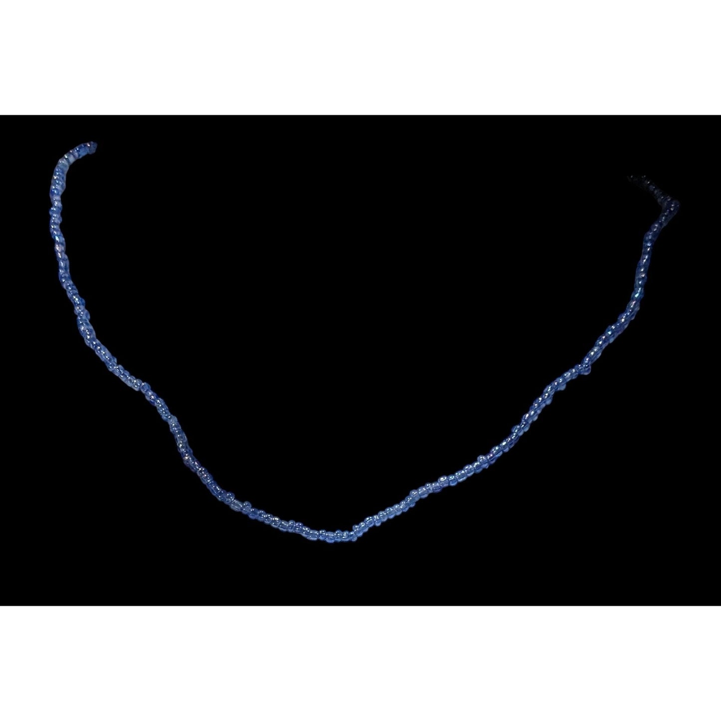 Handmade Iridescent Blue Seed Bead Necklace