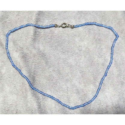 Handmade Iridescent Blue Seed Bead Necklace