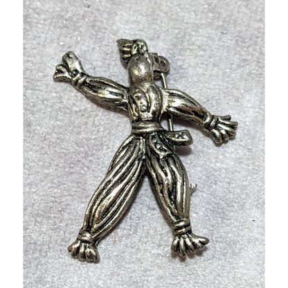 Vintage Silver Tone Rag Doll Shaped Brooch