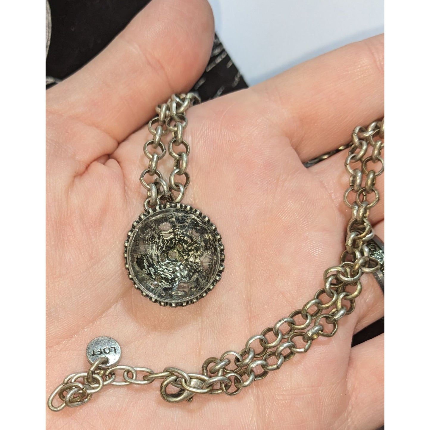Ann Taylor Loft Reversible Pendant Necklace With Floral Gem Design