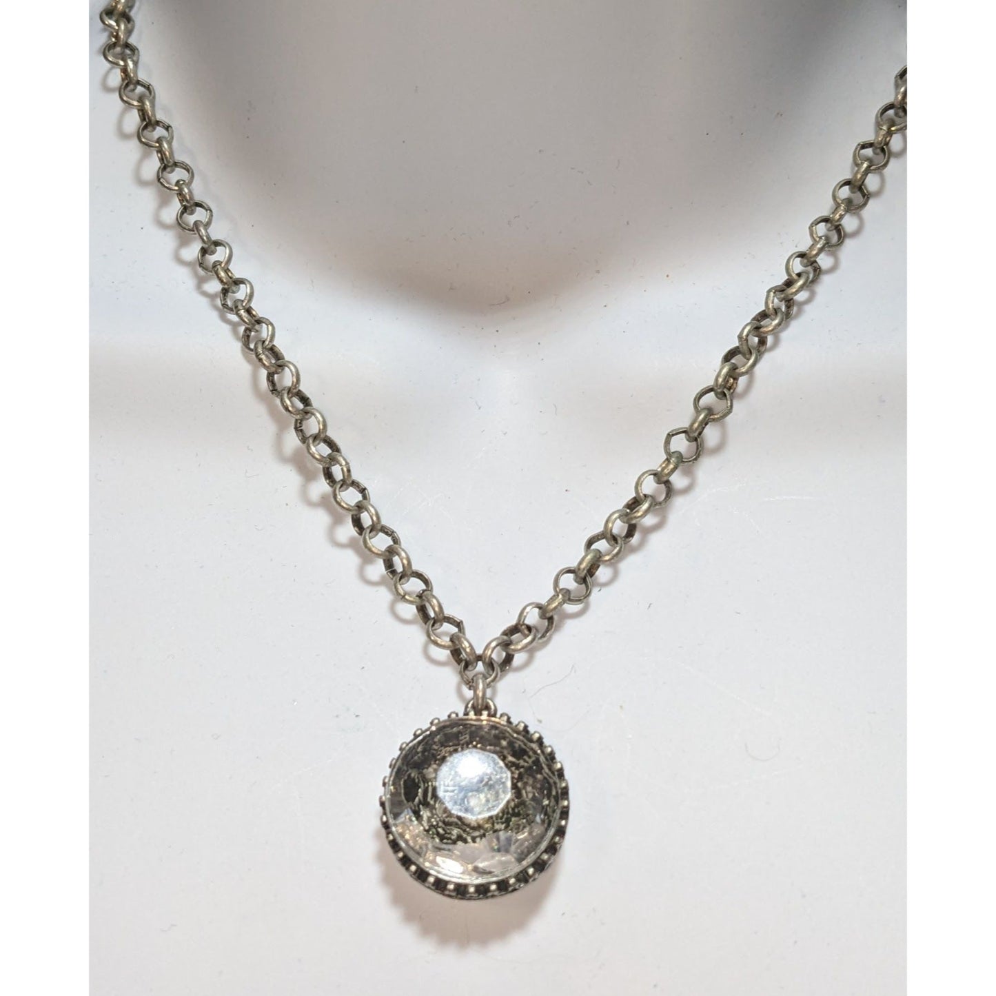 Ann Taylor Loft Reversible Pendant Necklace With Floral Gem Design