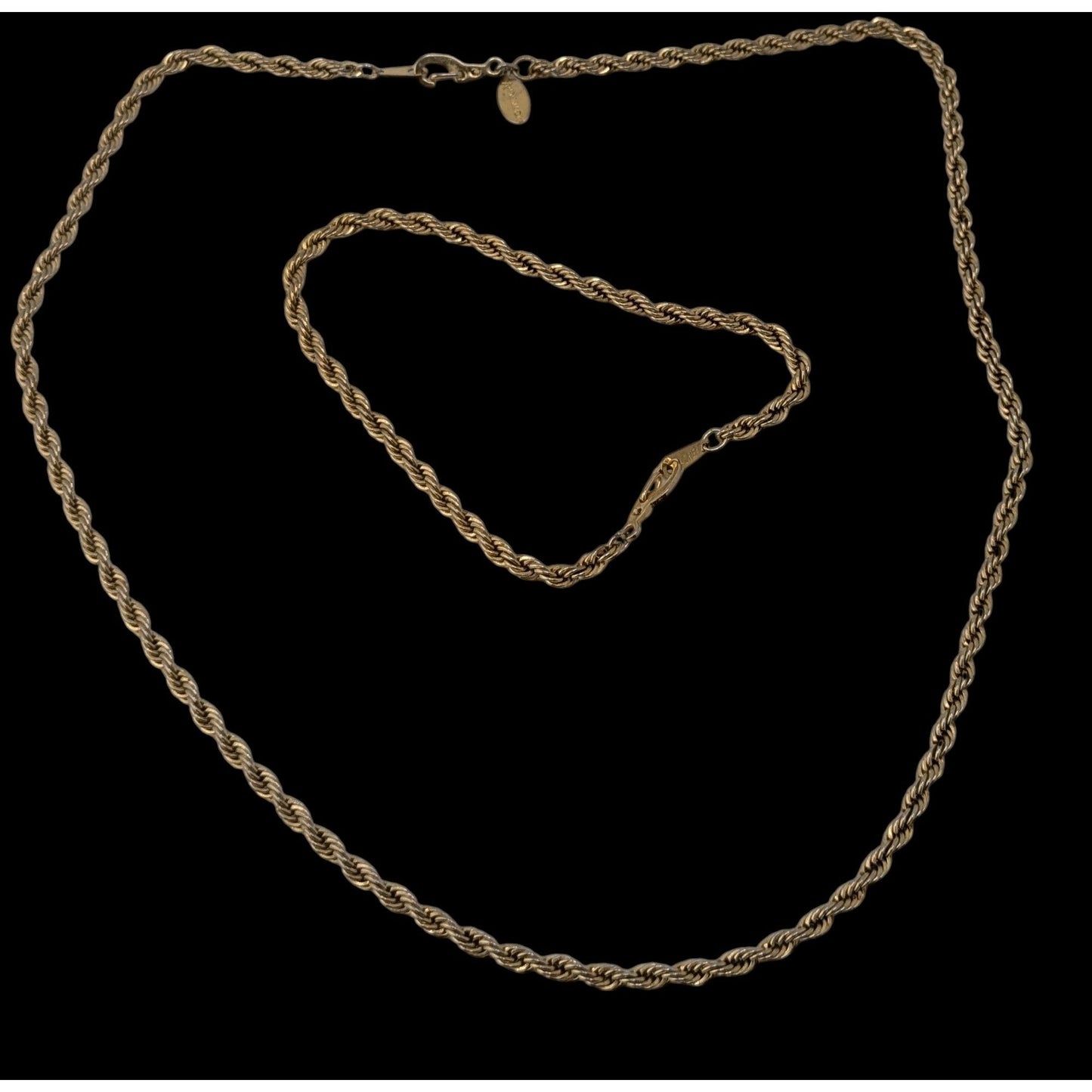 Vintage Ambassador Wheat Chain Jewelry Set Gold Plated Necklace Bracelet Korea
