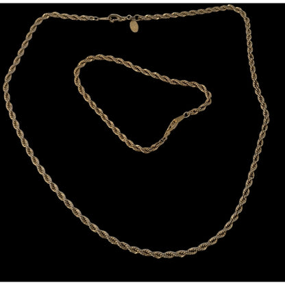 Vintage Ambassador Wheat Chain Jewelry Set Gold Plated Necklace Bracelet Korea
