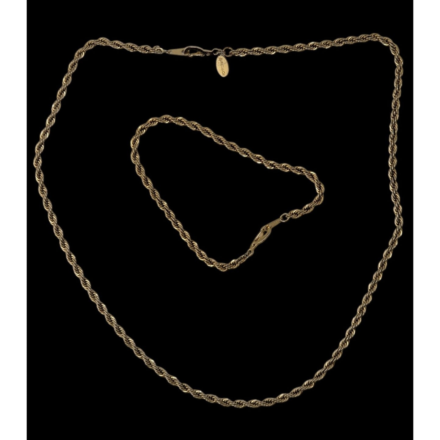 Vintage Ambassador Wheat Chain Jewelry Set Gold Plated Necklace Bracelet Korea
