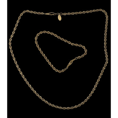 Vintage Ambassador Wheat Chain Jewelry Set Gold Plated Necklace Bracelet Korea