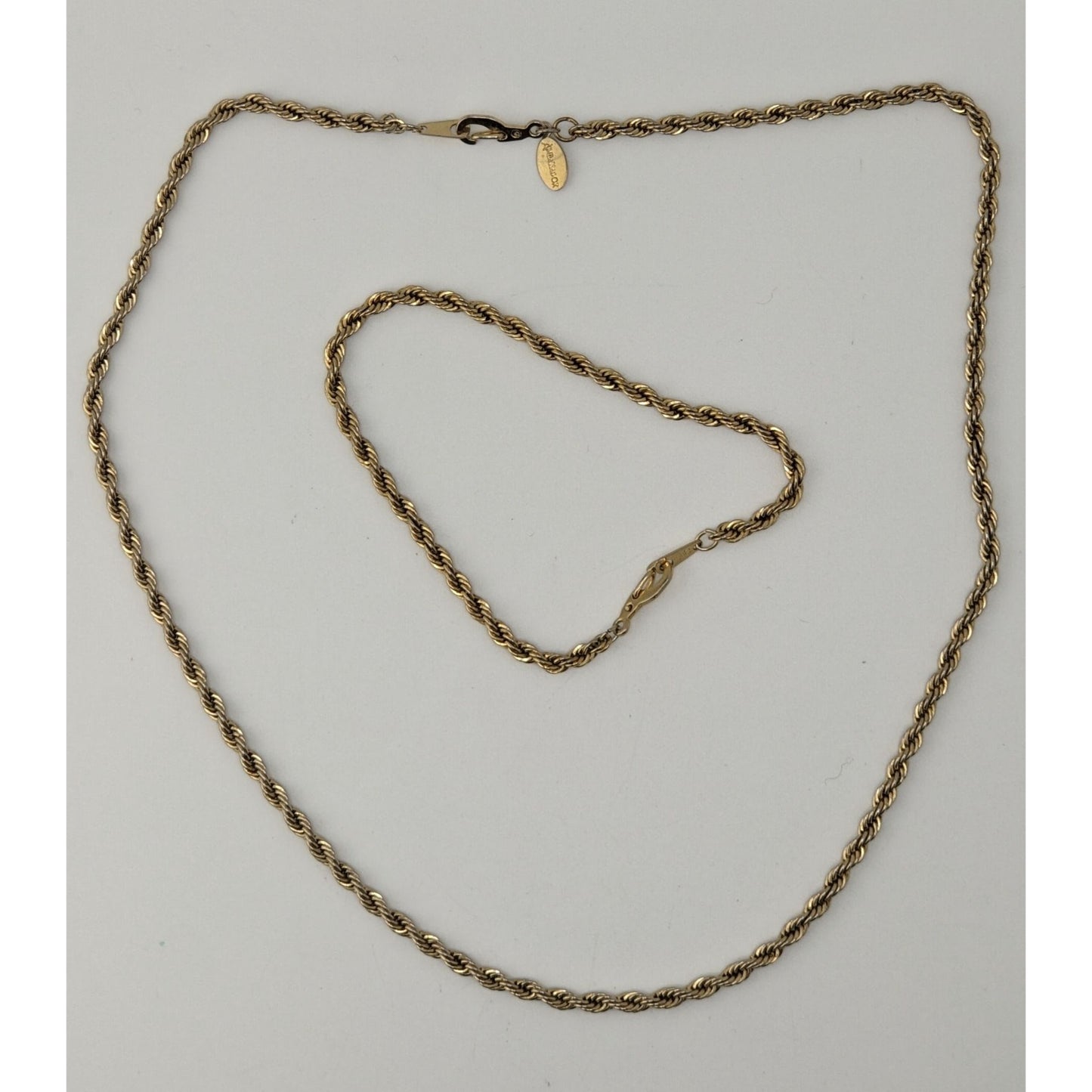 Vintage Ambassador Wheat Chain Jewelry Set Gold Plated Necklace Bracelet Korea