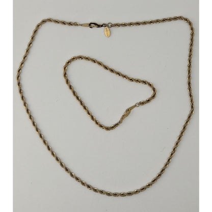 Vintage Ambassador Wheat Chain Jewelry Set Gold Plated Necklace Bracelet Korea