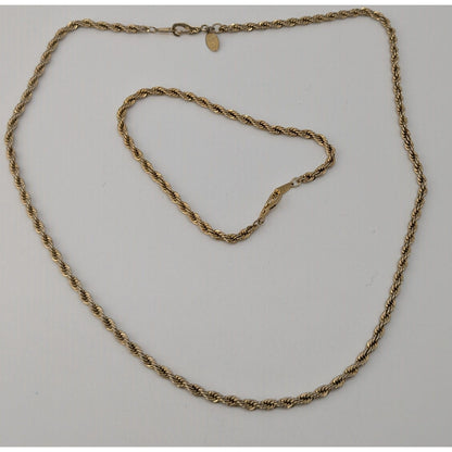 Vintage Ambassador Wheat Chain Jewelry Set Gold Plated Necklace Bracelet Korea