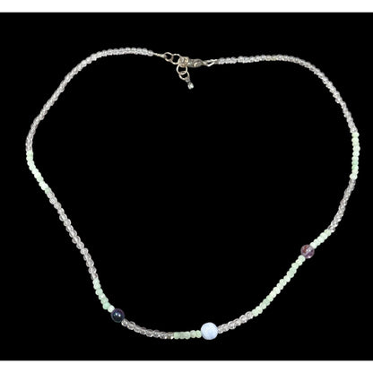 Handmade Pastel Glass And Stone Beaded Necklace