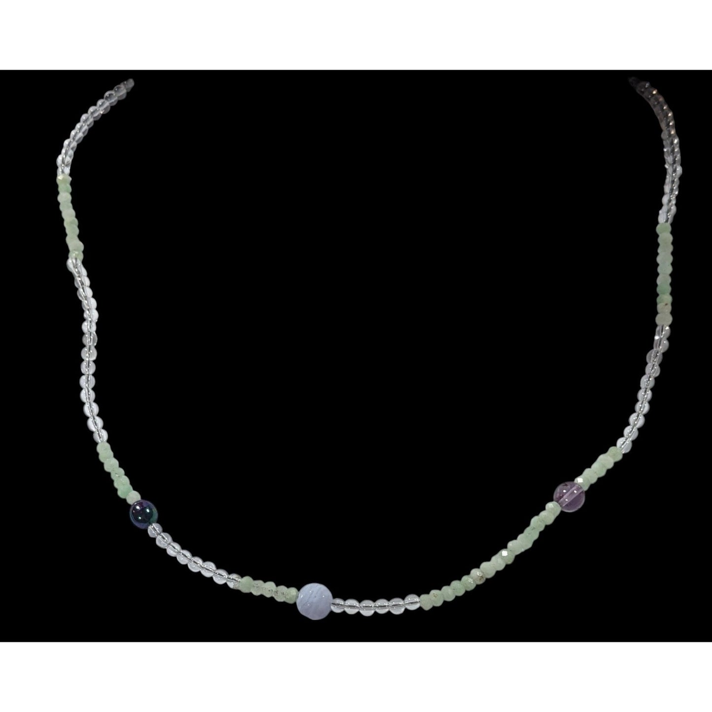 Handmade Pastel Glass And Stone Beaded Necklace