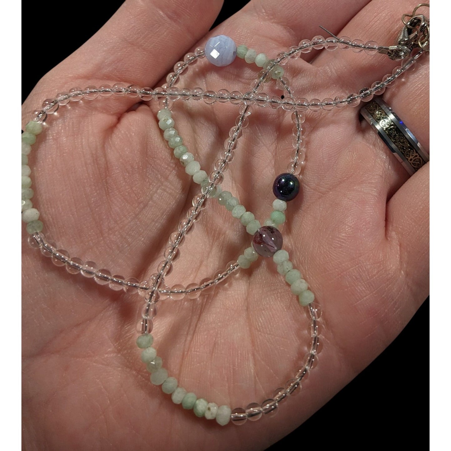 Handmade Pastel Glass And Stone Beaded Necklace