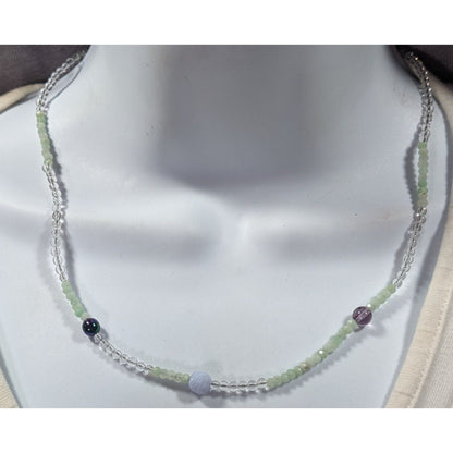 Handmade Pastel Glass And Stone Beaded Necklace