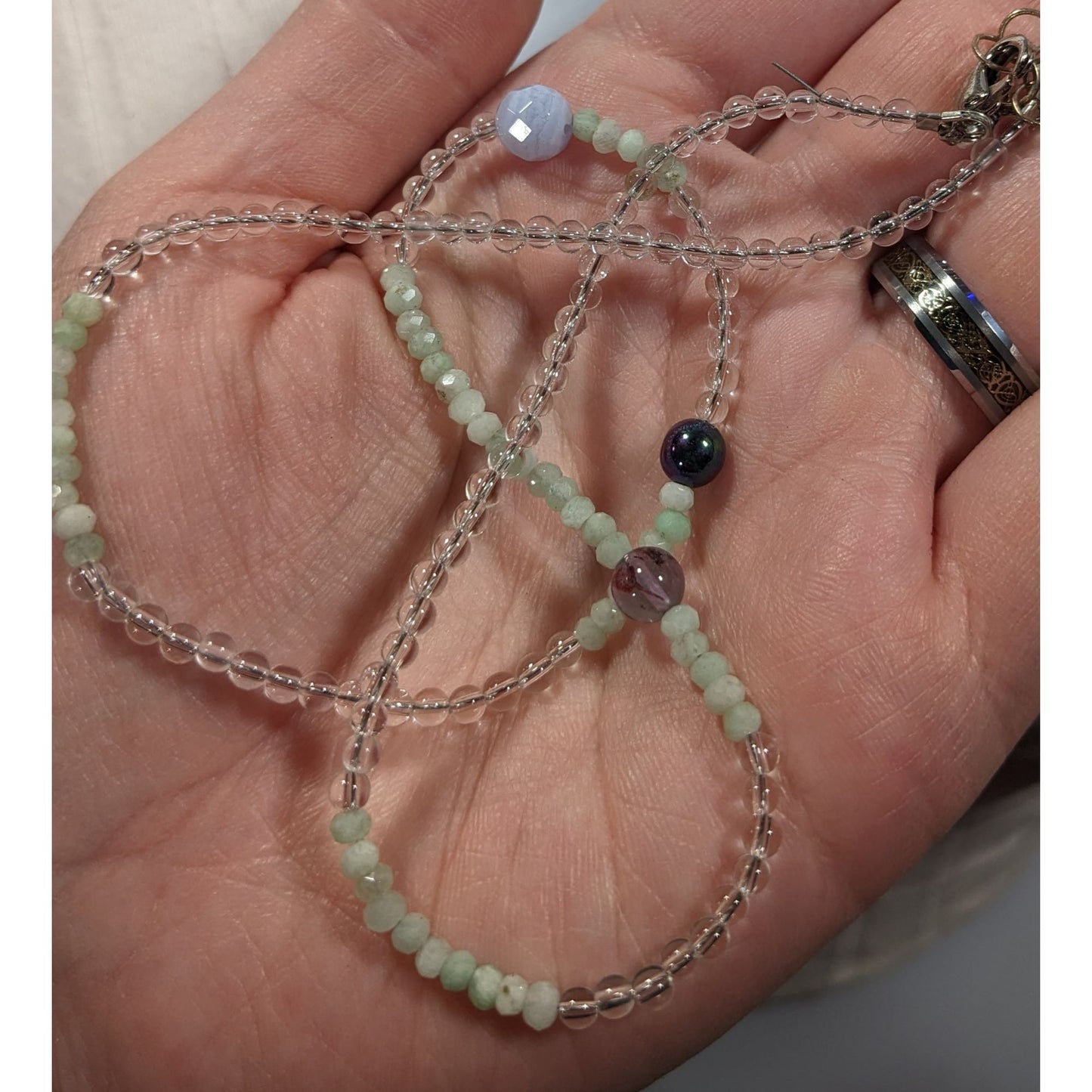 Handmade Pastel Glass And Stone Beaded Necklace