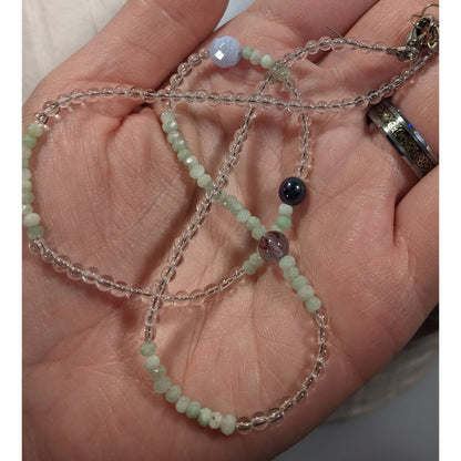 Handmade Pastel Glass And Stone Beaded Necklace