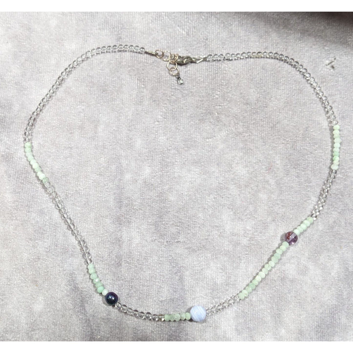 Handmade Pastel Glass And Stone Beaded Necklace