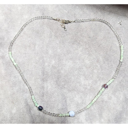 Handmade Pastel Glass And Stone Beaded Necklace