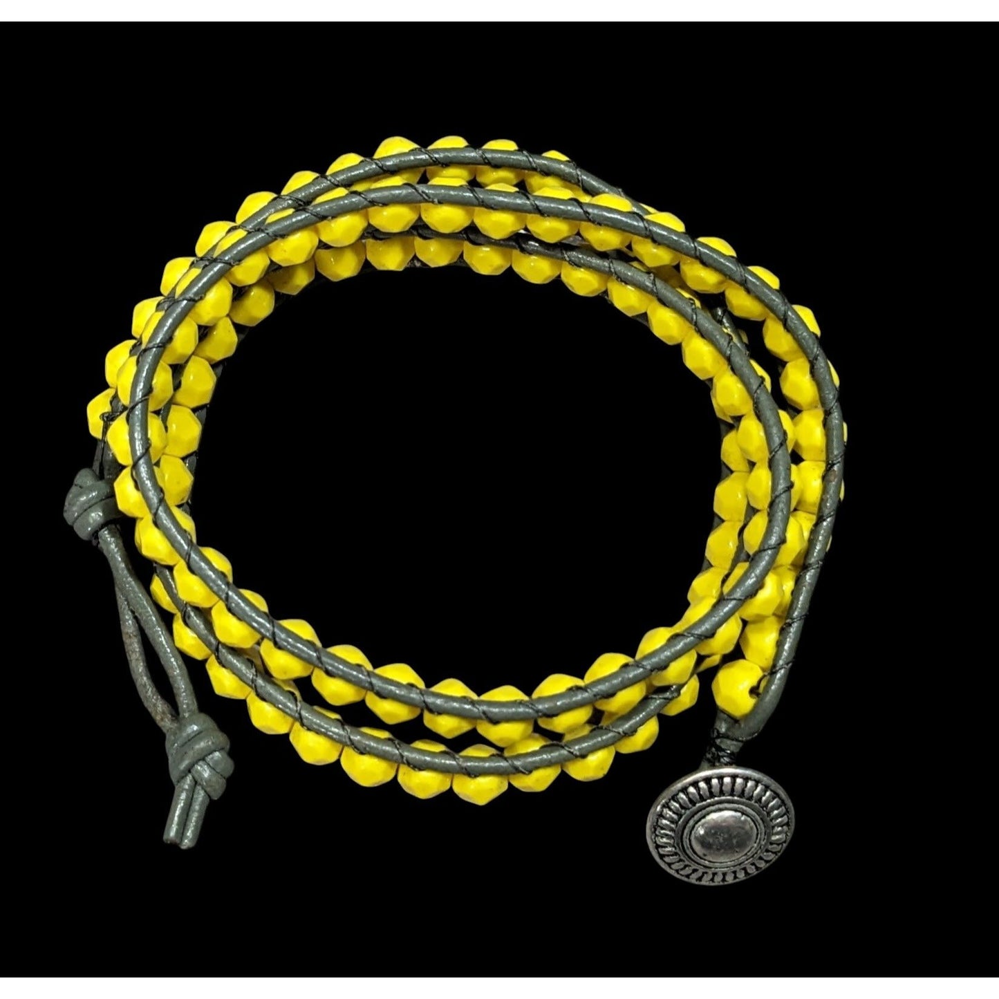 Festival Yellow And Green Beaded Wrap Bracelet