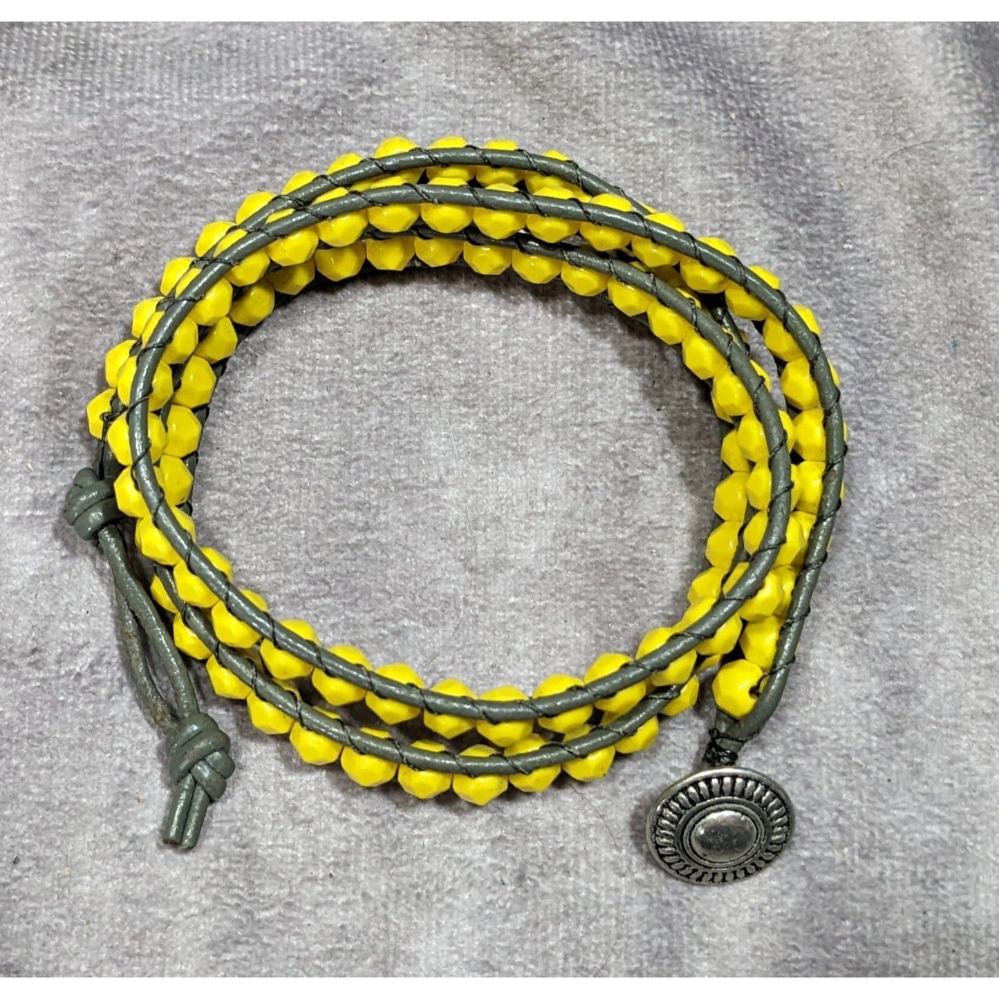 Festival Yellow And Green Beaded Wrap Bracelet