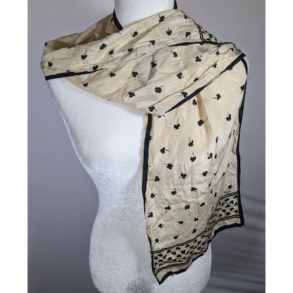 Vintage Shamrock Paris Sera Toujours Paris Silk Black And White Scarf