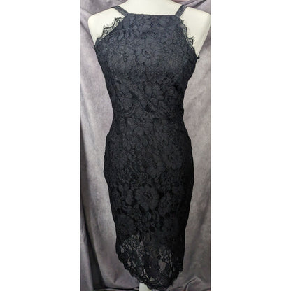 Lulu's Wishful Wandering Black Lace Bodycon Dress Size Small