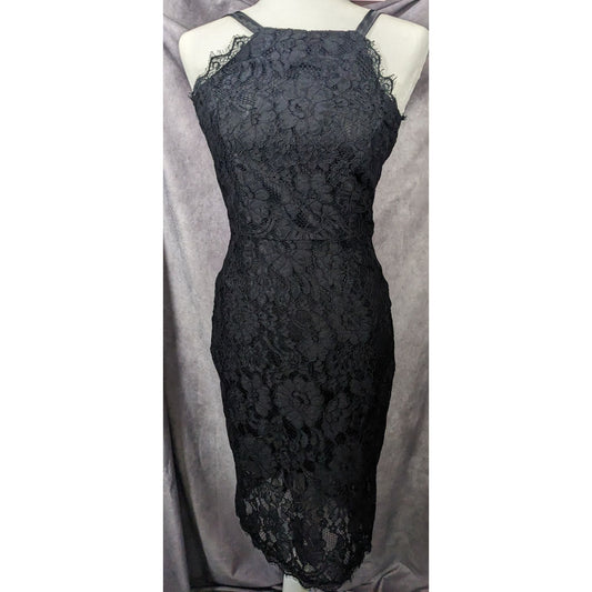 Lulu's Wishful Wandering Black Lace Bodycon Dress Size Small