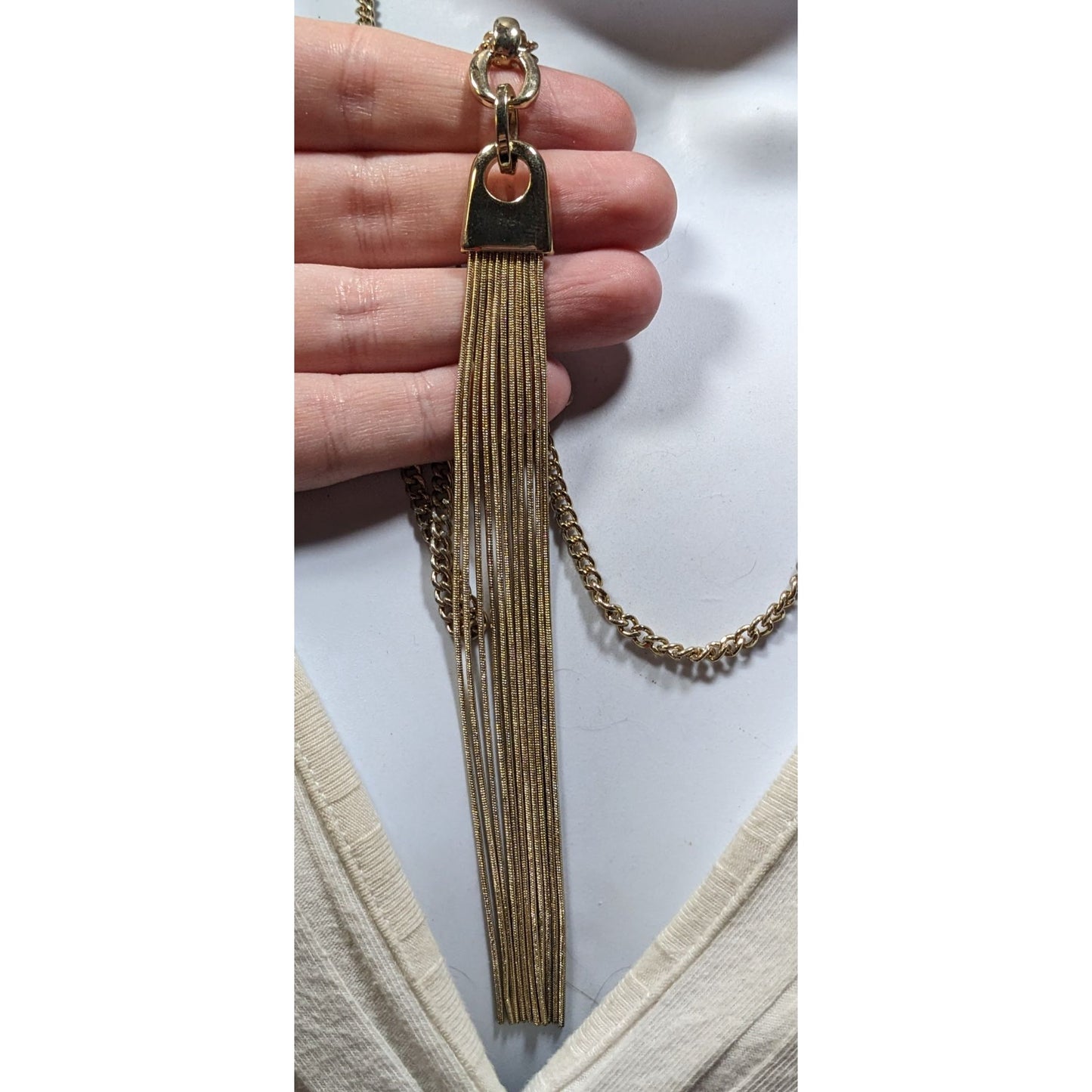 The Limited Modern Gold Tone Tassel Necklace