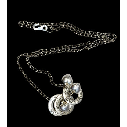 Live Laugh Love Ring And Heart Charm Silver Tone Necklace