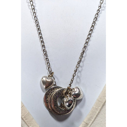 Live Laugh Love Ring And Heart Charm Silver Tone Necklace