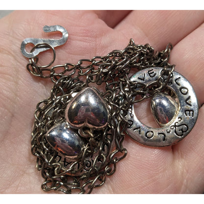 Live Laugh Love Ring And Heart Charm Silver Tone Necklace
