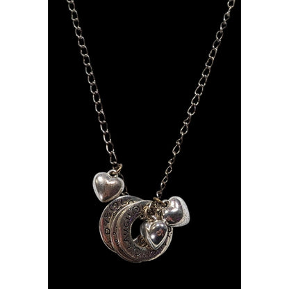 Live Laugh Love Ring And Heart Charm Silver Tone Necklace