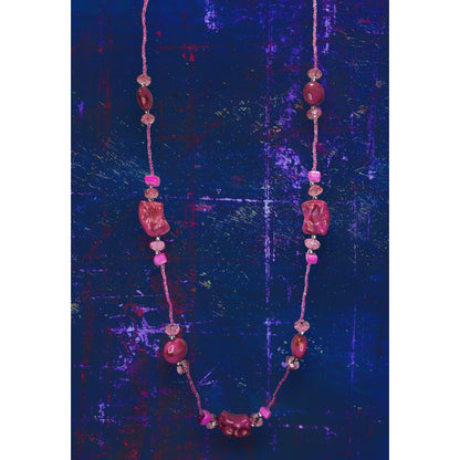Y2K Barbiecore Shell Glass Pink Beaded Necklace 32 Inch