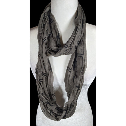 Grunge Gothic Grey And Black Cross Print Infinity Scarf