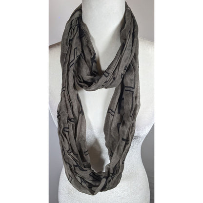 Grunge Gothic Grey And Black Cross Print Infinity Scarf