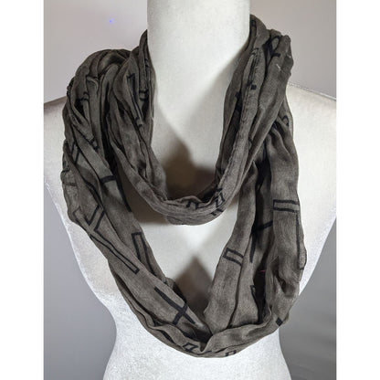 Grunge Gothic Grey And Black Cross Print Infinity Scarf