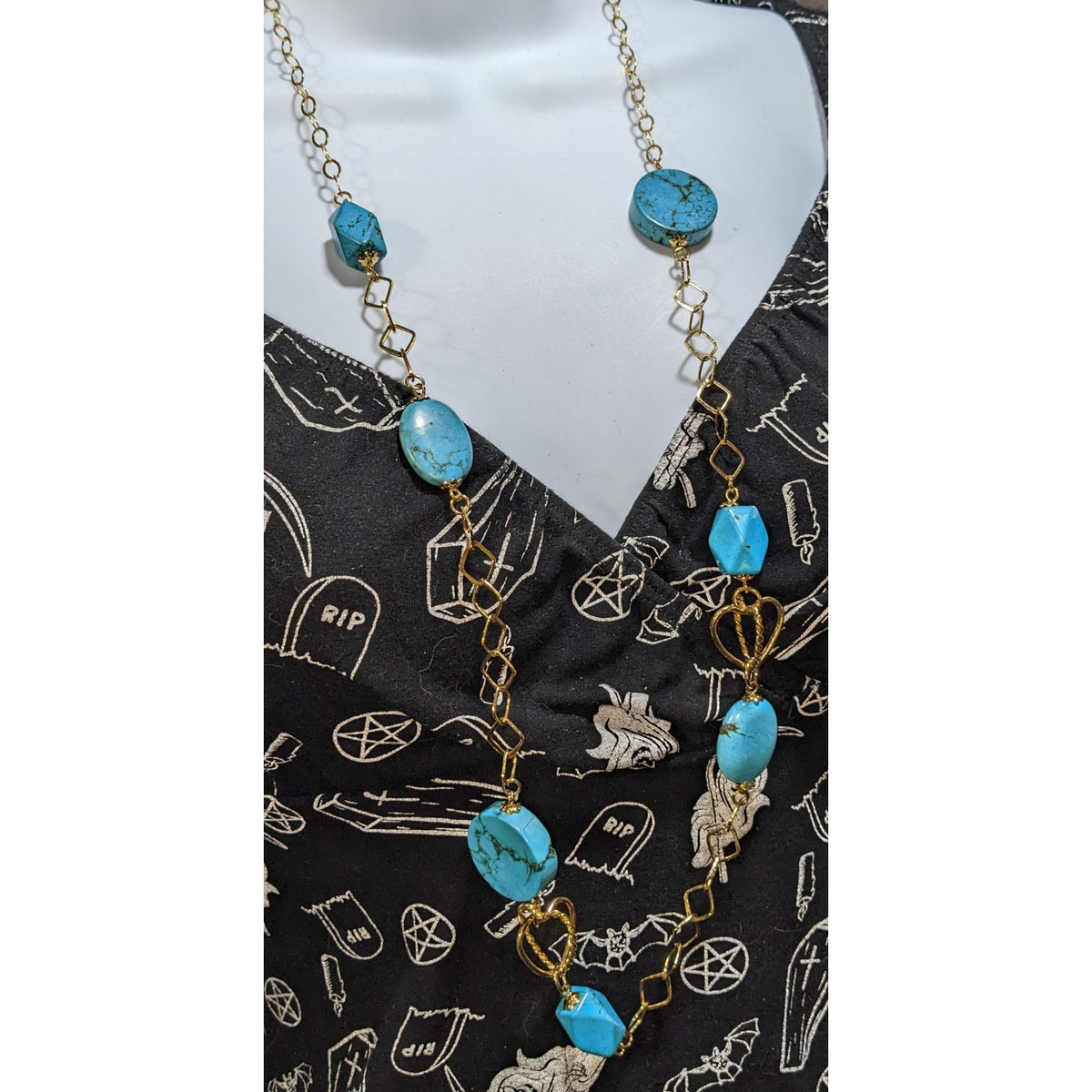 Vintage Chateau D'Argante 925 Turquoise Boho Long Statement Necklace 36 Inch