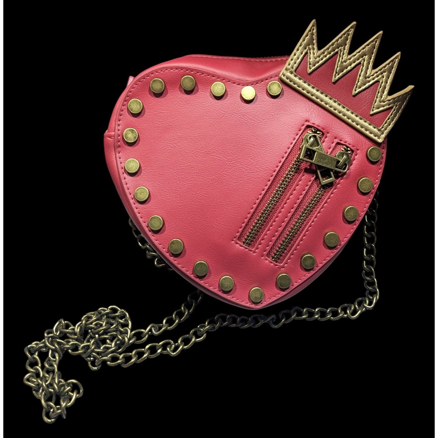 Disney Descendants Evie Heart Crown Purse With Gold Tone Chain And Details