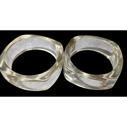 Vintage Retro Chunky Clear Lucite Bangles (2)