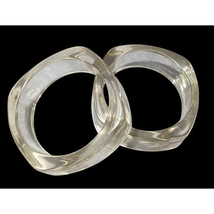 Vintage Retro Chunky Clear Lucite Bangles (2)